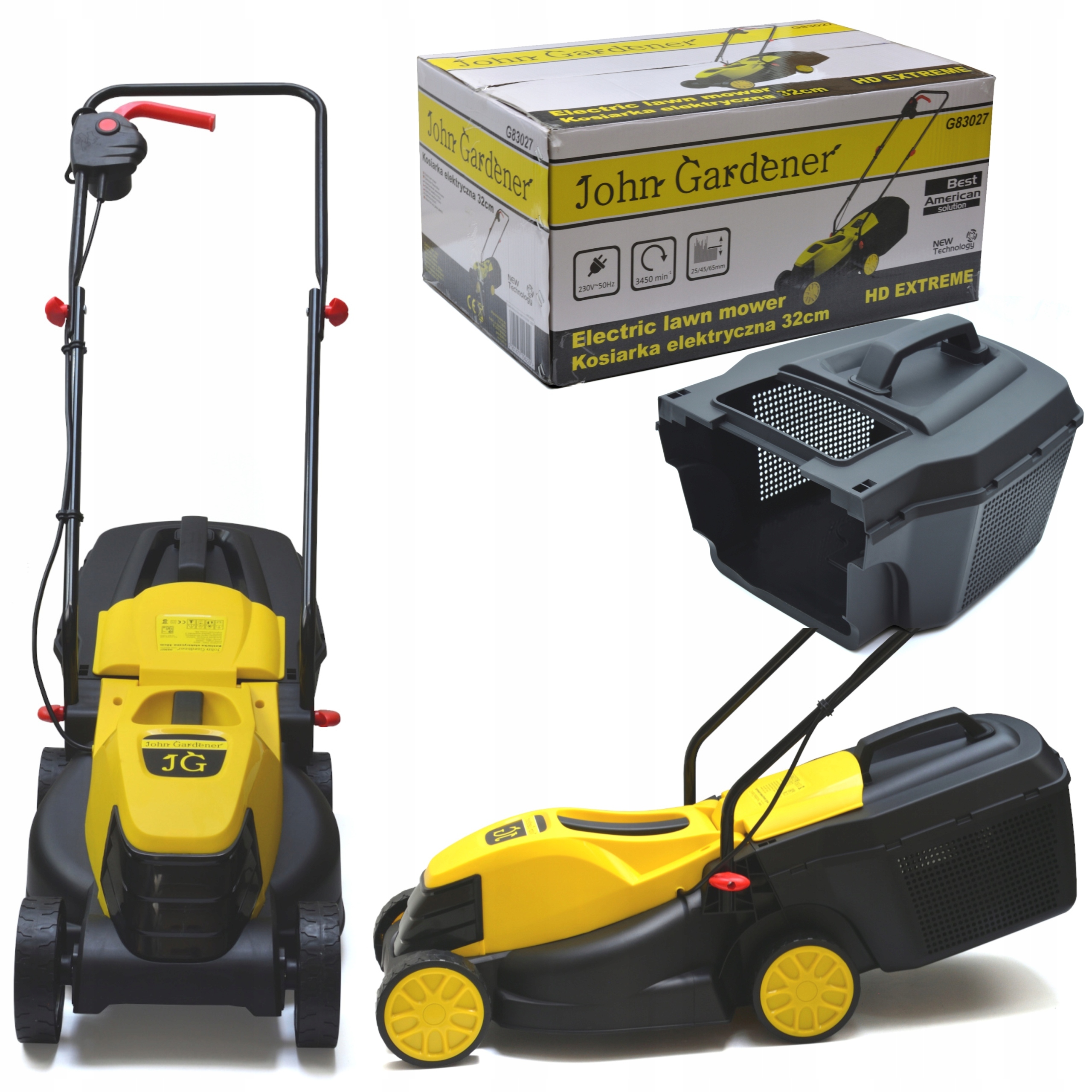 KOSIARKA ELEKTRYCZNA DO TRAWY 1300W NÓŻ 32CM LEKKA KOSZ 30L Z REGULACJĄ