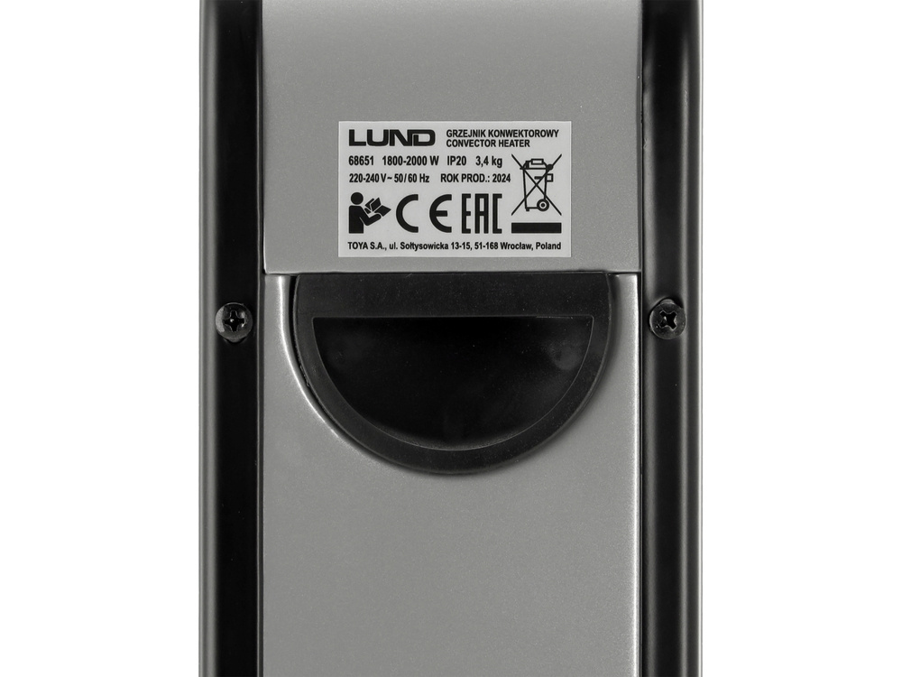 LUND GRZEJNIK ELEKTRYCZNY KONWEKTOROWY FARELKA WENTYLATOR 2000W 68651