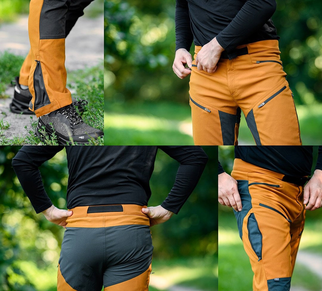 NEO SPODNIE ROBOCZE OUTDOOR 4 WAY STRETCH MUSZTARDOWO-SZARE 81-292 r. XXXL