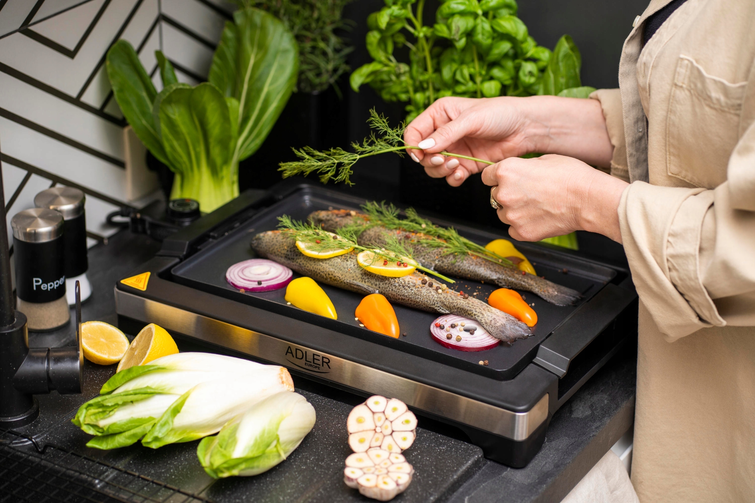 ADLER OPIEKACZ GRILL KONTAKTOWY CZARNY DUŻY ELEKTRYCZNY 3000W XXL AD6613