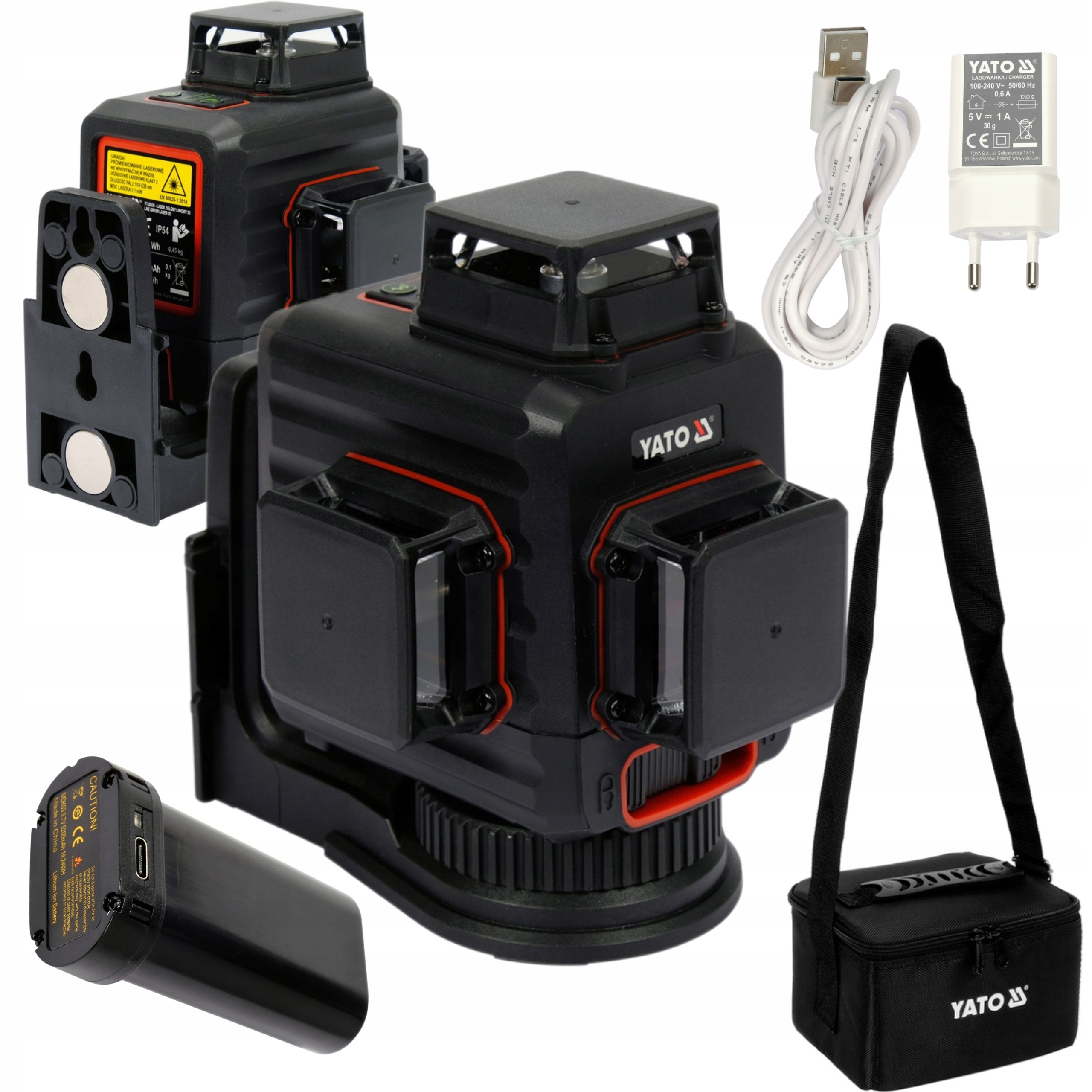 YATO LASER ZIELONY DWUNASTOLINIOWY LINIOWY 3D USB + ROEBA YT-30436