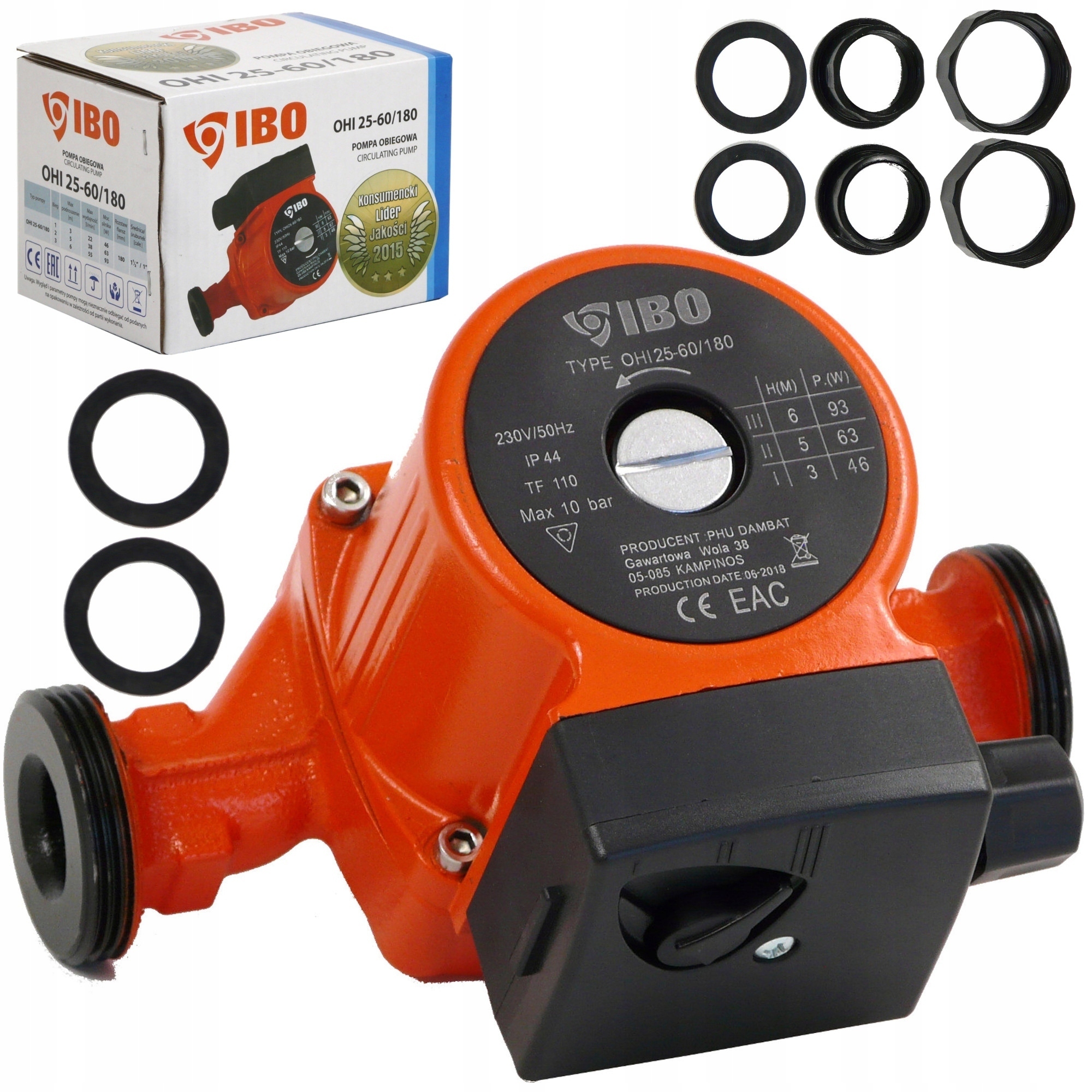 POMPA OBIEGOWA CYRKULACYJNA IBO OHI 25-40/180 WYDAJNA MOCNA 3 BIEGOWA +ŚRU