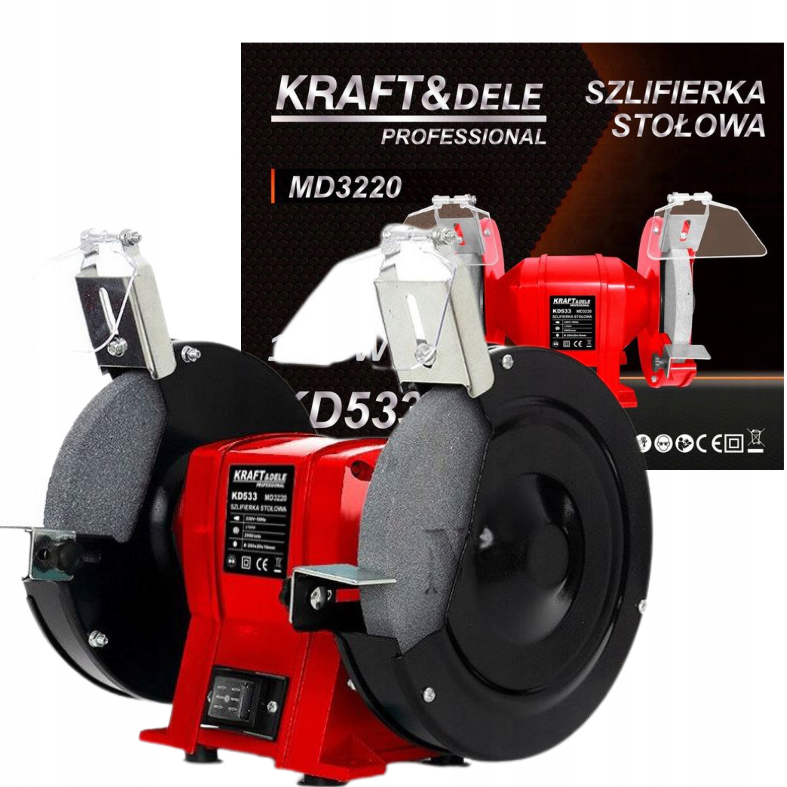KRAFT&DELE ZESTAW SZLIFIERKA STOŁOWA TARCZOWA KAMIENIOWA 1700W 200MM KD533
