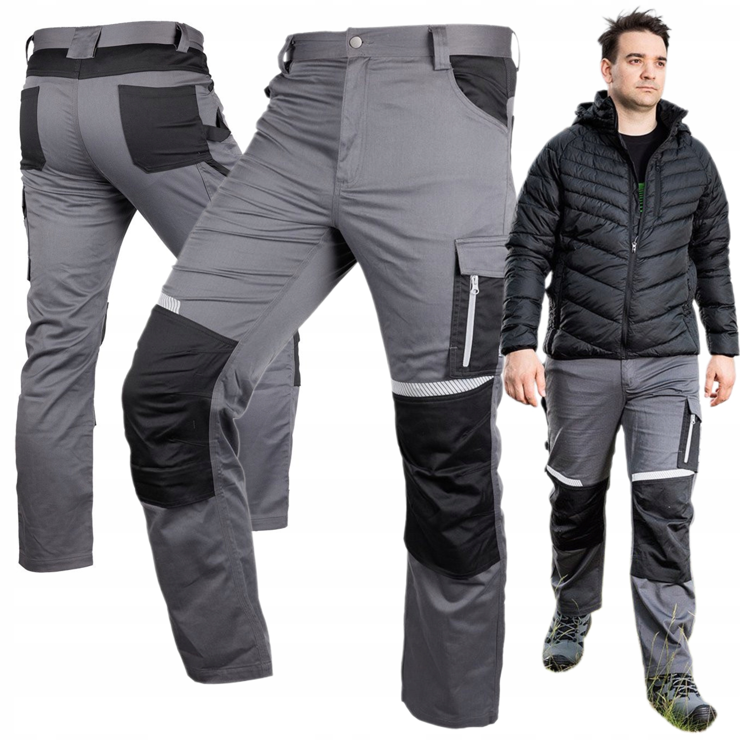 NEO SPODNIE ROBOCZE MIX&MATCH CE ODBŁASKOWE SZARO-CZARNE 81-351-2 M
