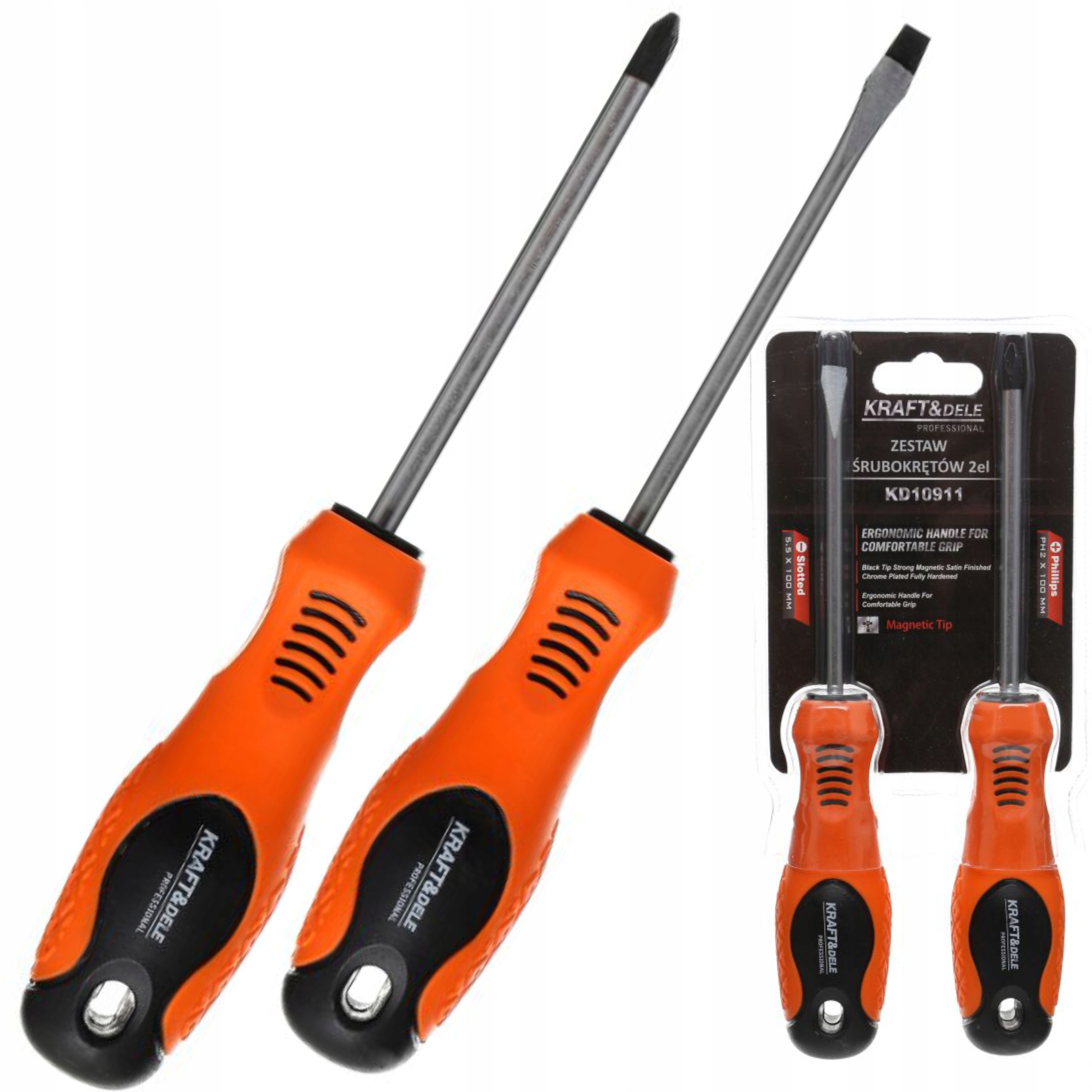 KRAFT&DELE ZESTAW ŚRUBOKRĘTÓW WKRĘTAKÓW 2 ELEMENTY Z MAGNESEM KD10911