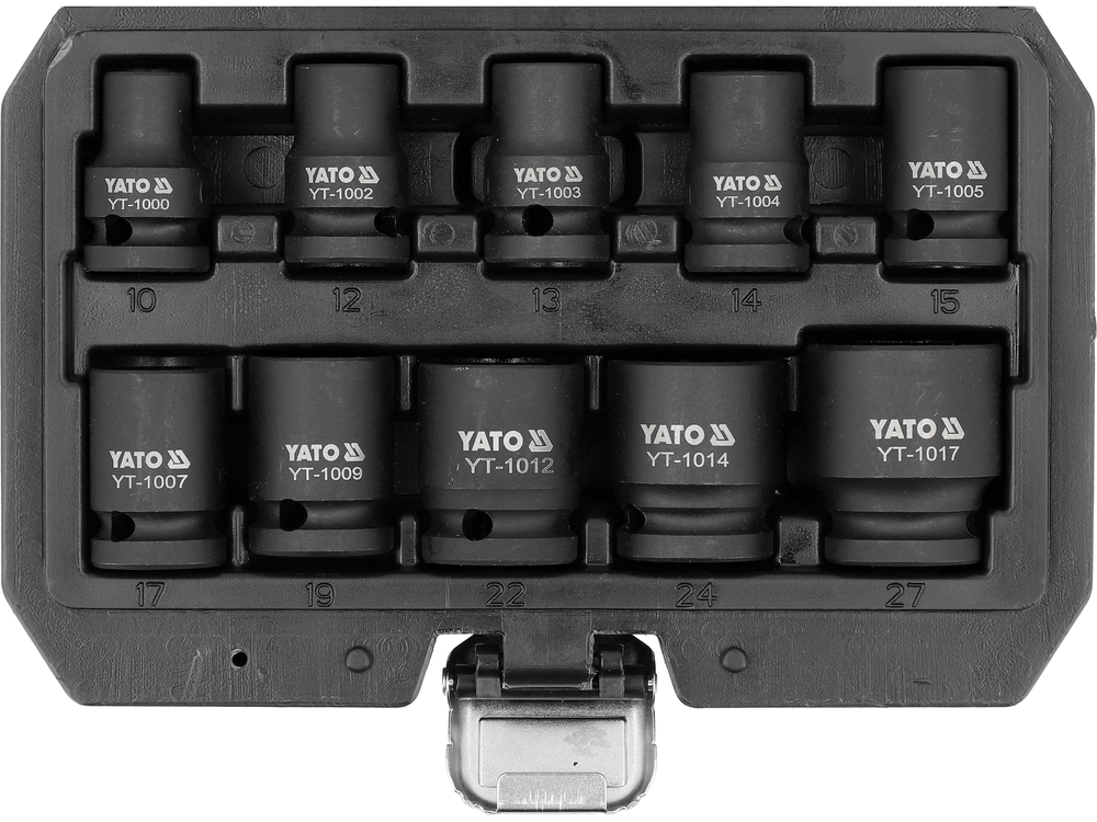 YATO ZESTAW NASADEK UDAROWYCH KRÓTKICH NASADKI 1/2" 10-27mm 10el. YT-10252