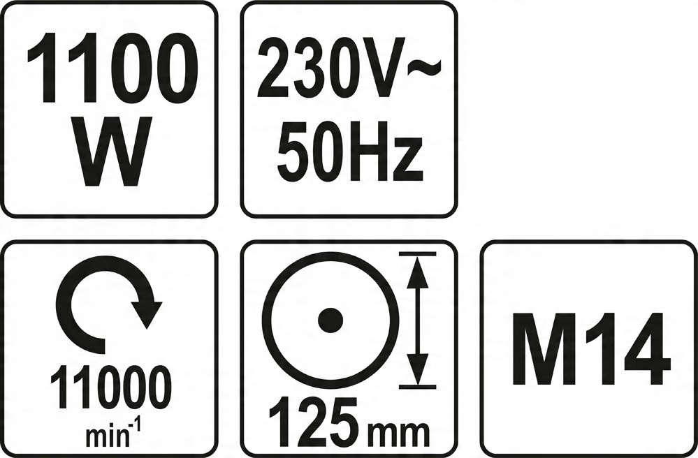 YATO SZLIFIERKA KĄTOWA 1100W ELEKTRYCZNA KĄTÓWKA POLERKA 125MM YT-82100