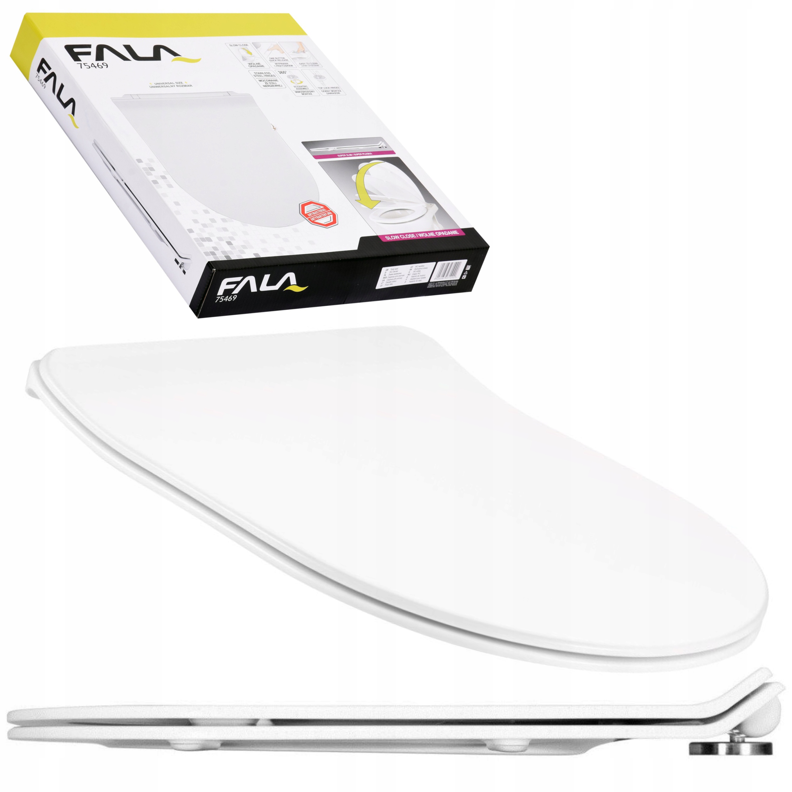 FALA UNIWERSALNA DESKA WC SUPER SLIM Z DUROPLASTU WOLNOOPADAJĄCA FALA 75469