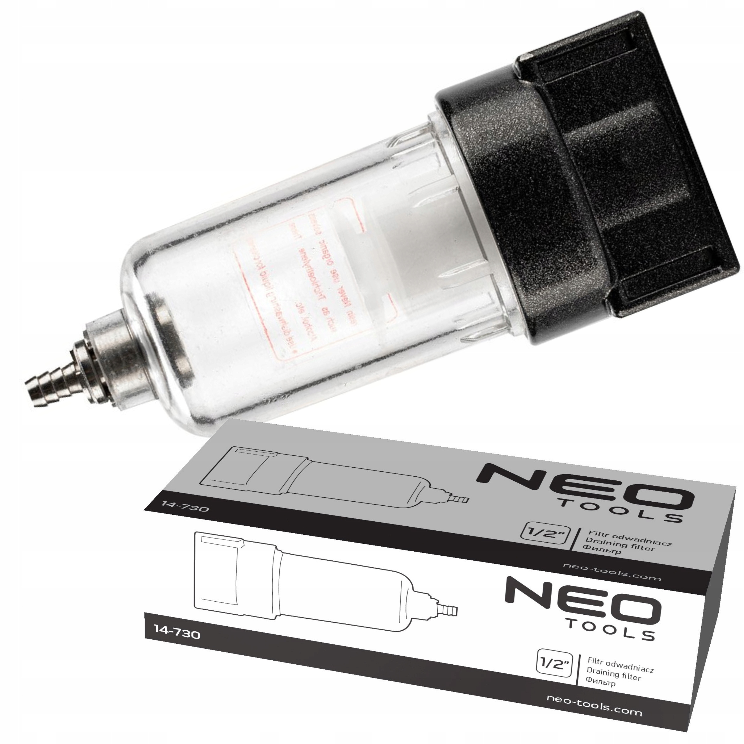 NEO FILTR ODWADNIACZ POWIETRZA NARZĘDZI PNEUMATYCZNYCH1/4" METALOWA OBUDOWA