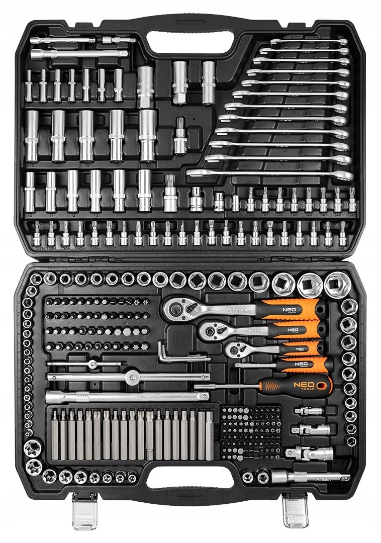 NEO ZESTAW KLUCZY NASADOWYCH 300E 1/2" 1/4" NASADKI BITY SATYNA +TORX 40SZT