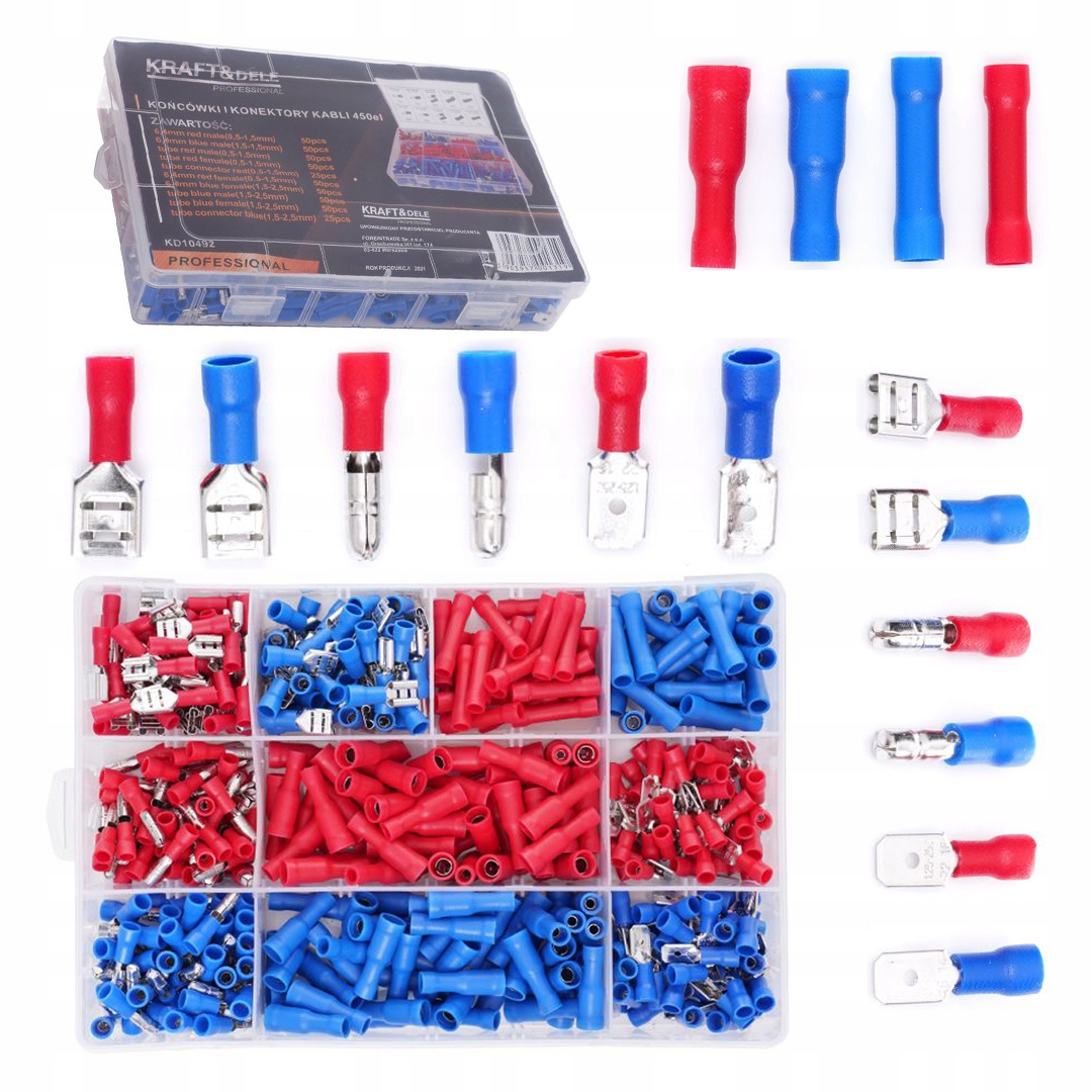 KRAFT&DELE ZESTAW KONEKTORÓW SAMOCHODOWYCH 450SZTUK ZŁĄCZ WTYKOWYCH KD10492