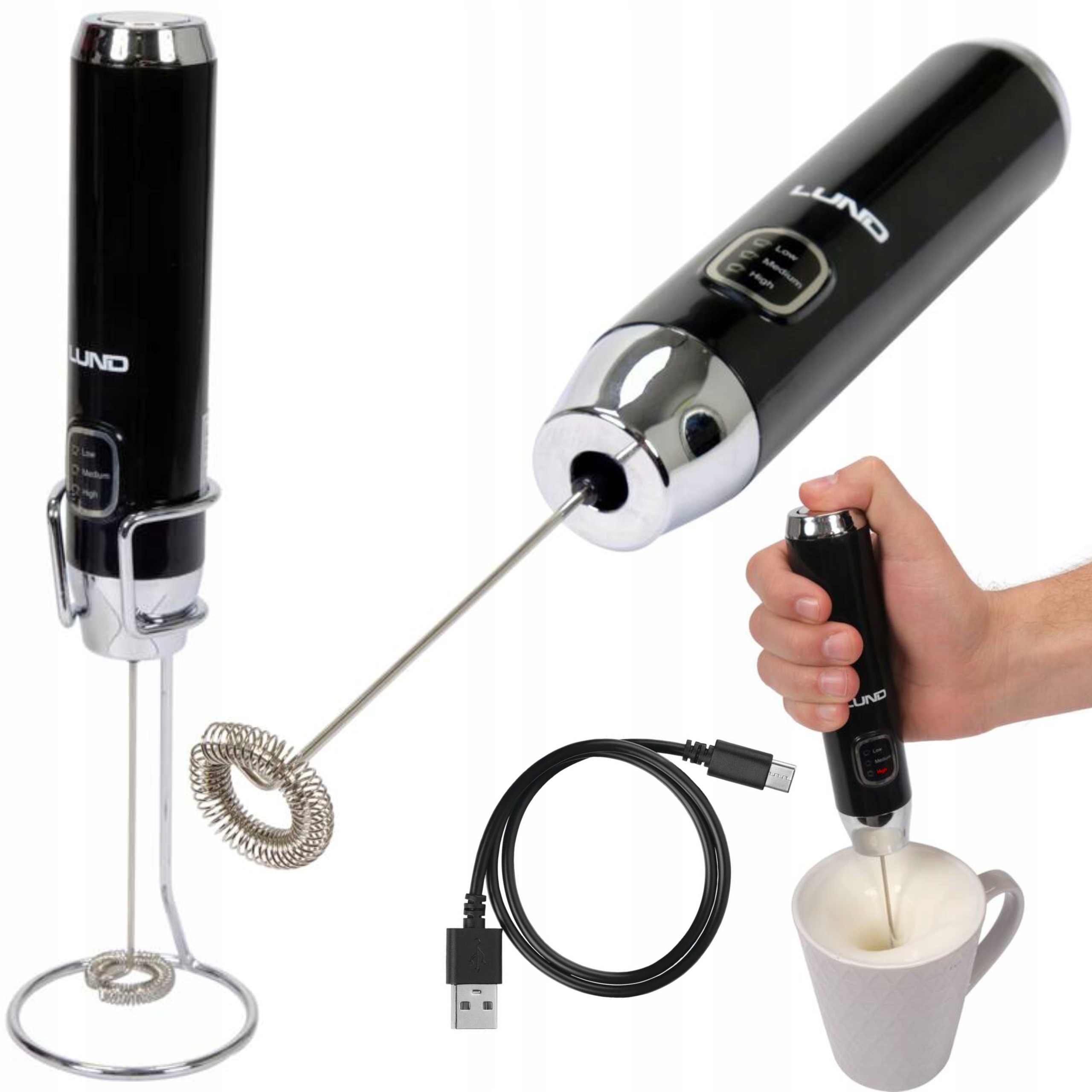 LUND BEZPRZEWODOWY ELEKTRYCZNY SPIENIACZ DO MLEKA KAWY ŁADOWANIE USB 68477