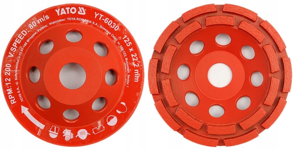 YATO TARCZA ŚCIERNA SZLIFIERSKA GARNKOWA DIAMENTOWA 125MM DO BETONU YT-6030