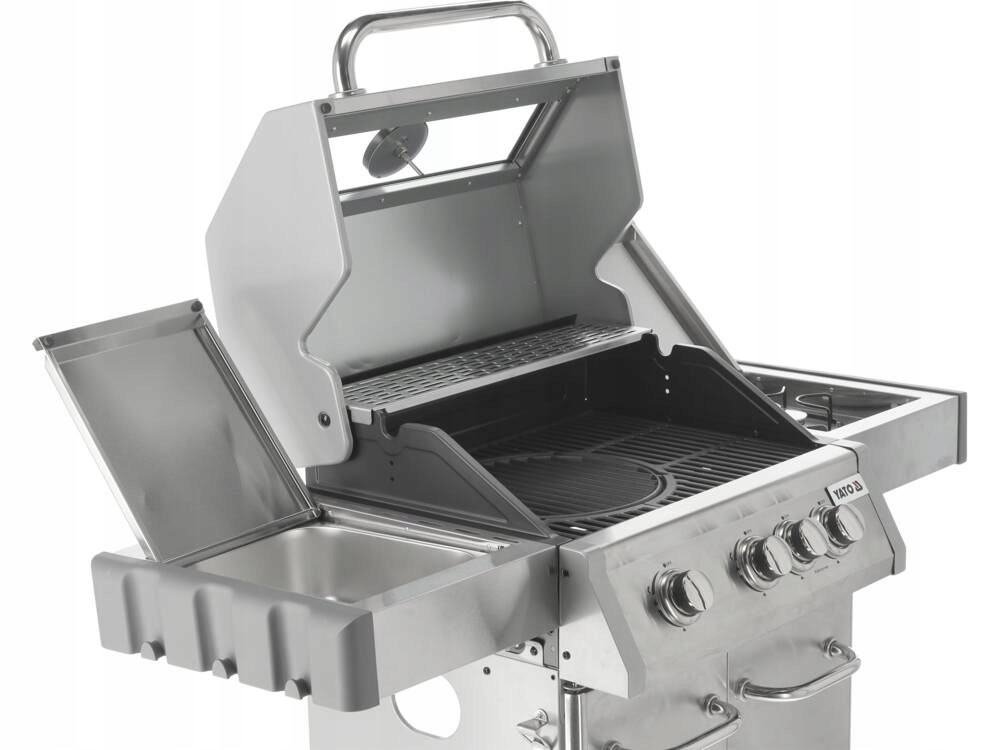 YATO GRILL GAZOWY OGRODOWY 3+1 11,5kW Z SZYBĄ ŻELIWY RUSZT PALNIK GAZOWY