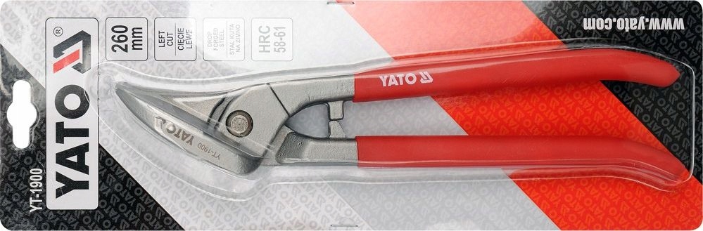 YATO NOŻYCE DO CIĘCIA BLACHY LEWE 260 mm KUTE ZE STALI HARTOWANE YT-1900