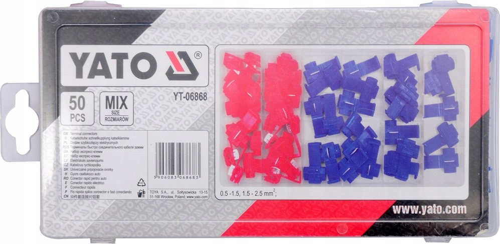 YT-06868 YATO ZESTAW SZYBKOZŁĄCZEK ELEKTRYCZNYCH KABEL ZŁĄCZKI 50 SZT