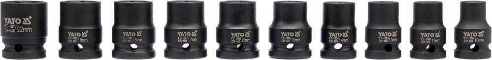 YATO NASADKI UDAROWE KLUCZE ZESTAW 1/2 '''' KOMPLET 10 SZTUK 10-22 MM CRMO
