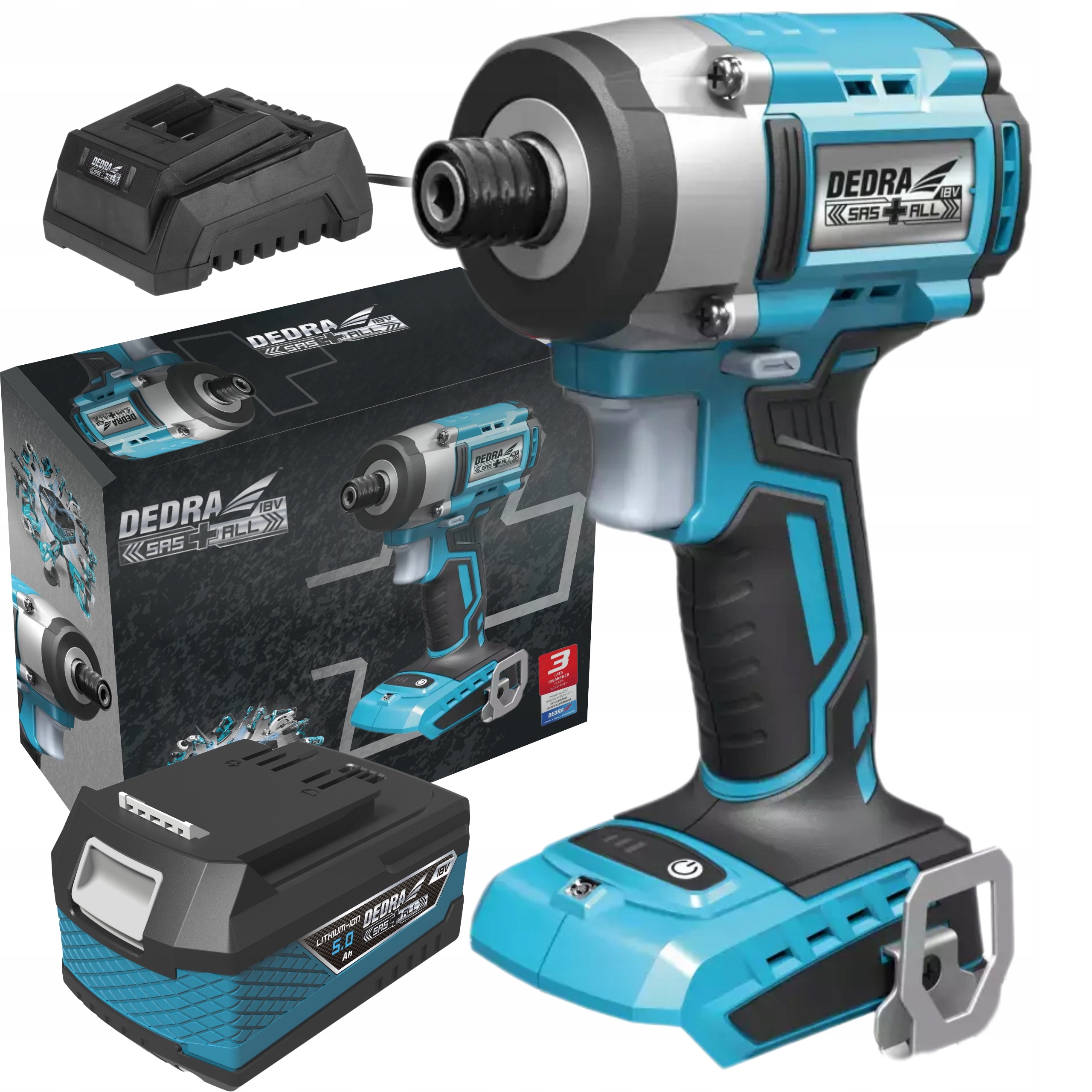 DEDRA ZAKRĘTARKA BEZSZCZOTKOWA KOMPAKTOWA 220NM 18V AKUMULATOROWA LED +5Ah