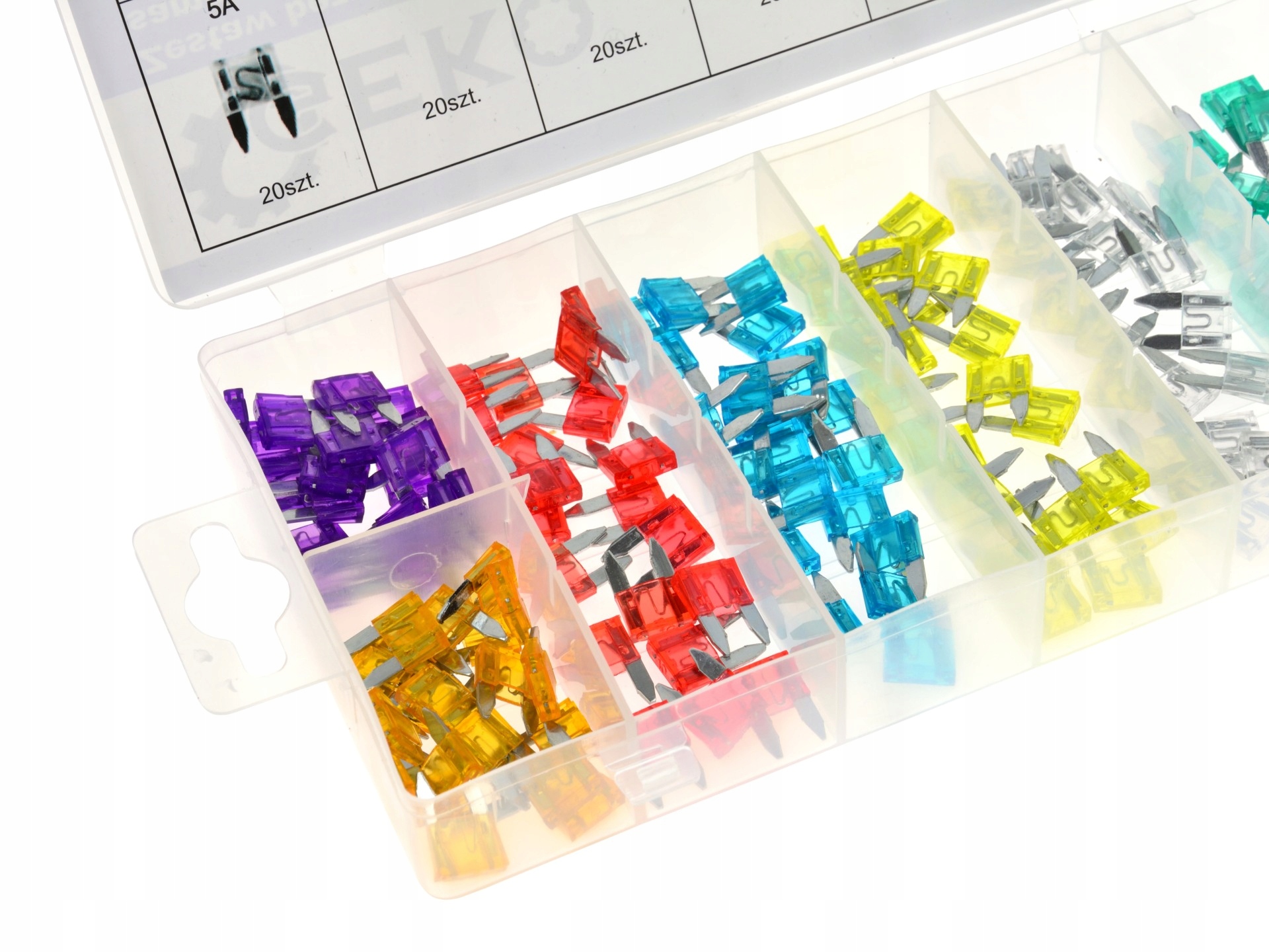 BEZPIECZNIKI SAMOCHODOWE ZESTAW 140szt MINI 3A-30A