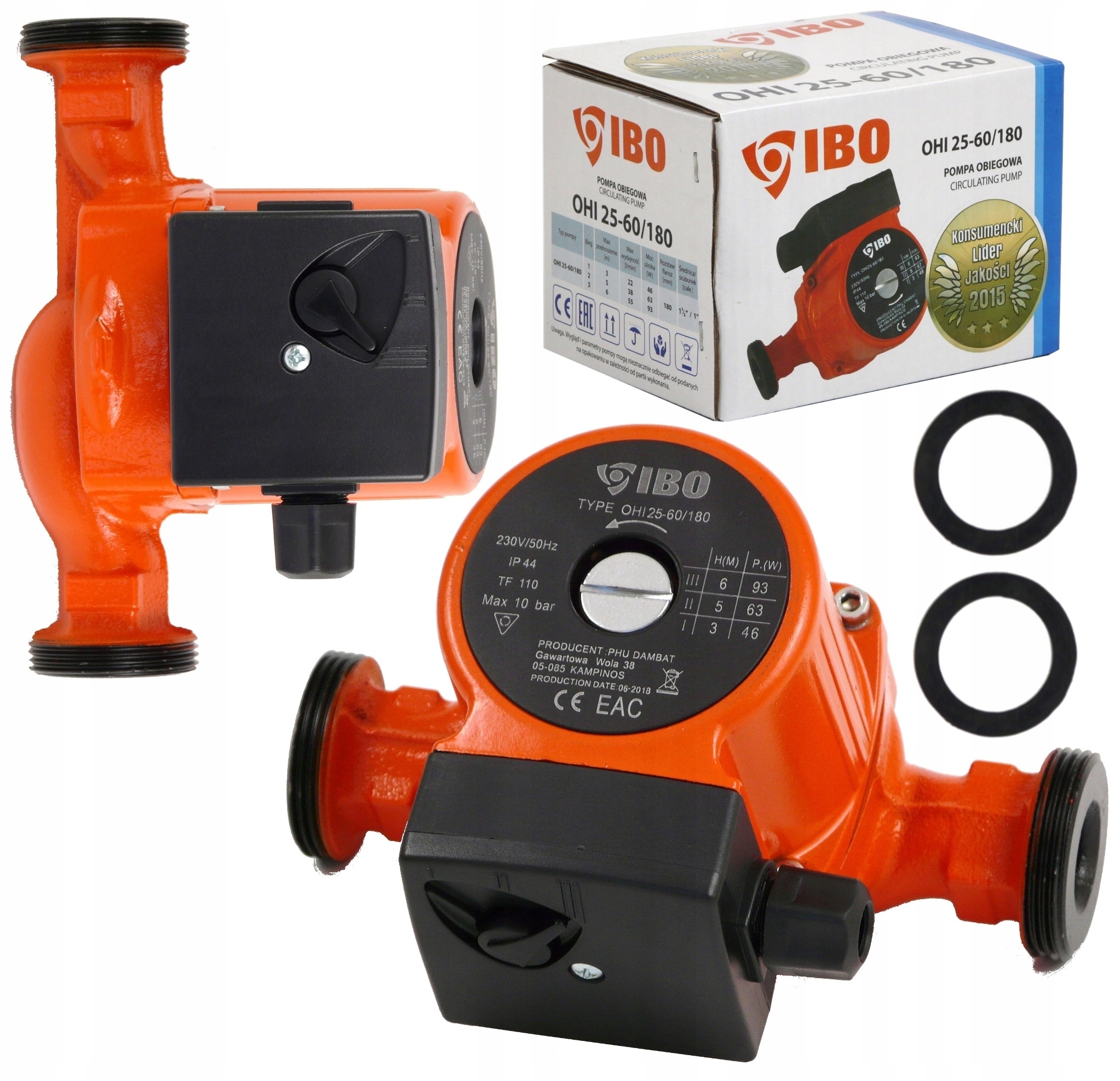 IBO OHI 25-60/180 POMPA OBIEGOWA CYRKULACYJNA SOLIDNA MOCNA WYDAJNA 93W