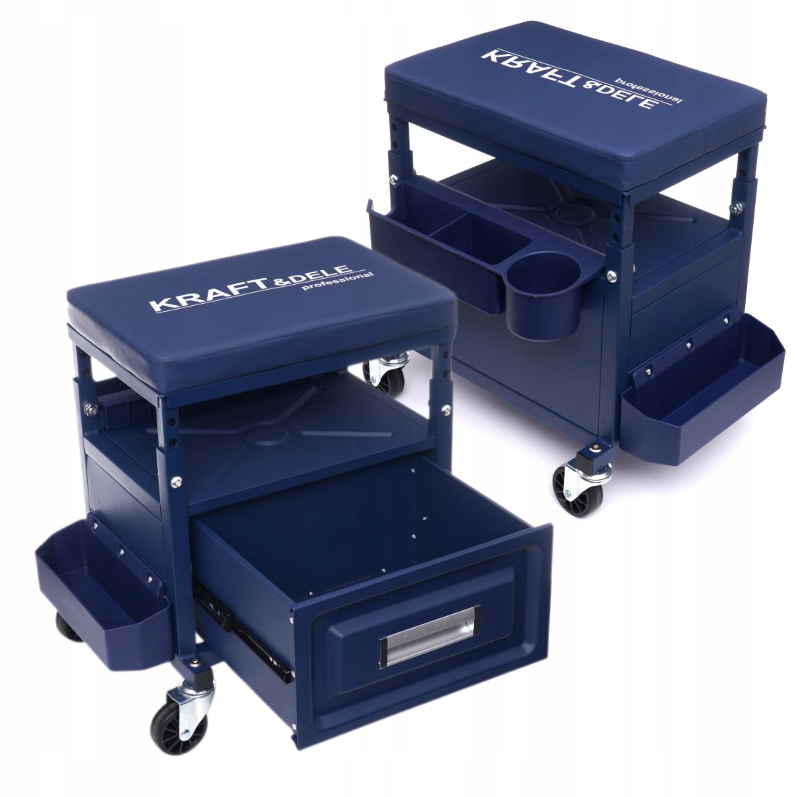 TABORET STOŁEK WARSZTATOWY NA KÓŁKACH 1X SZUFLADA SCHOWEK 3X PÓŁKI KD10761