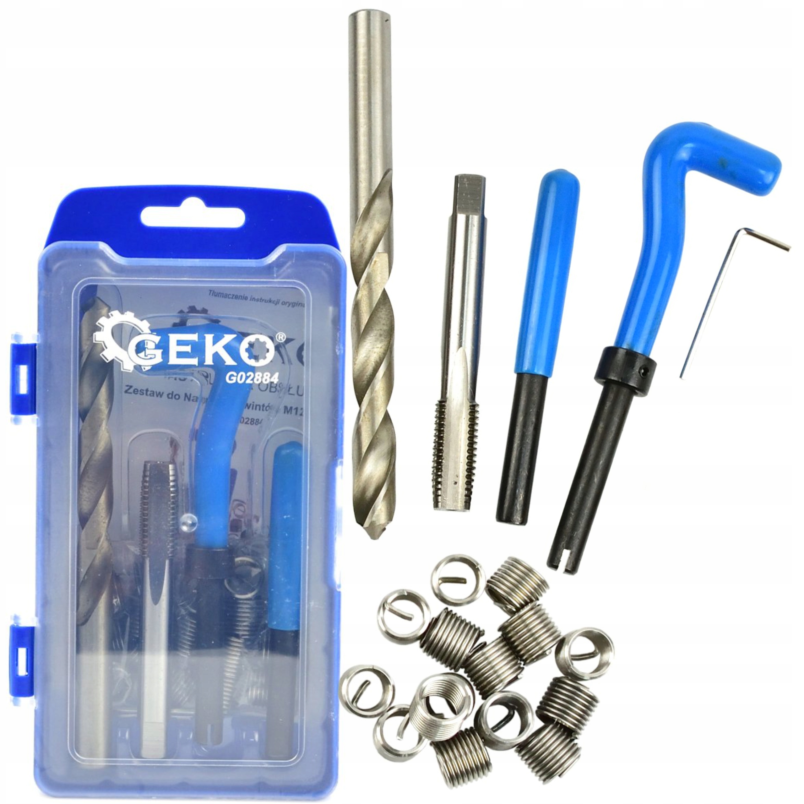 GEKO ZESTAW DO NAPRAWY USZKODZONYCH I ZERWANYCH GWINTÓW M12x1,75MM G02884