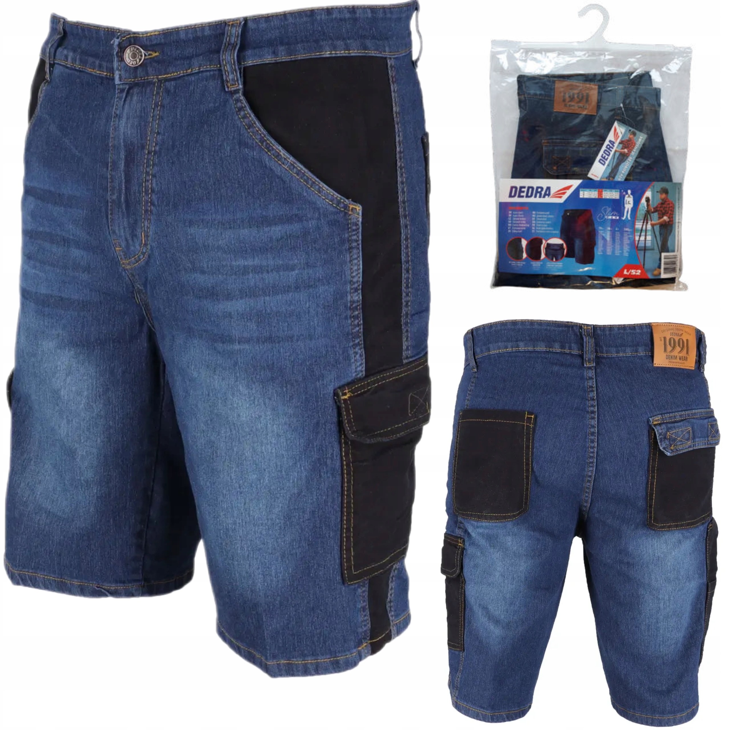 DEDRA SZORTY JEANSOWE M/50 KRÓTKIE DŻINS ROBOCZE DENIM 280g/m2 BH45ST-M