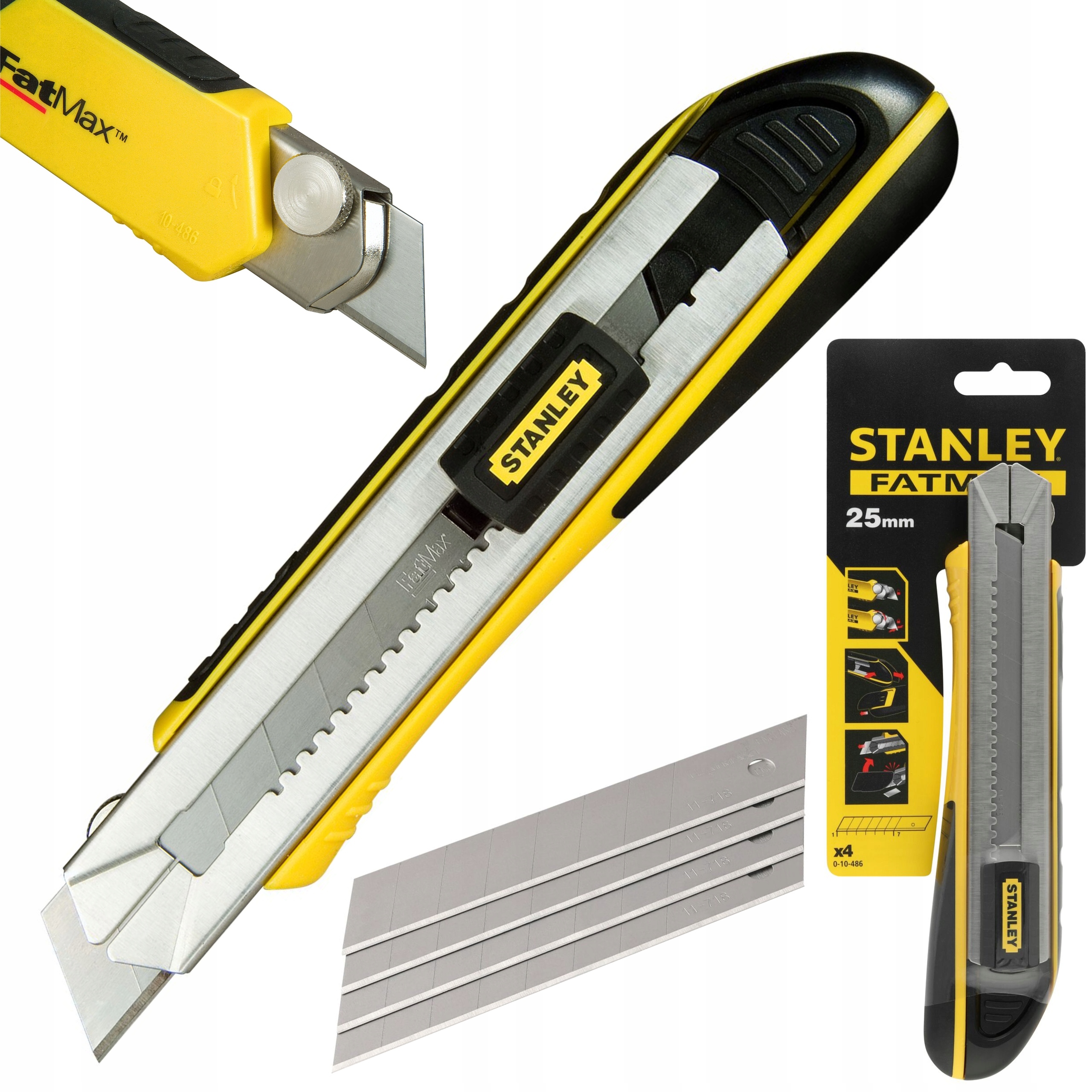 STANLEY FATMAX NÓŻ OSTRZE ŁAMANE 25 mm AUTO BLOKADA +4 OSTRZE 0-10-486