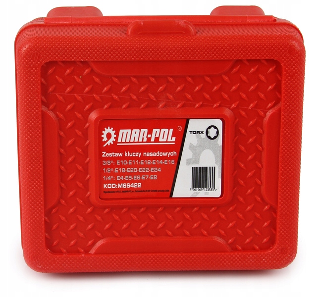 MAR-POL ZESTAW KLUCZY NASADOWYCH TORX E4 - E24 / 1/2"+ 3/8" + 1/4" M66422