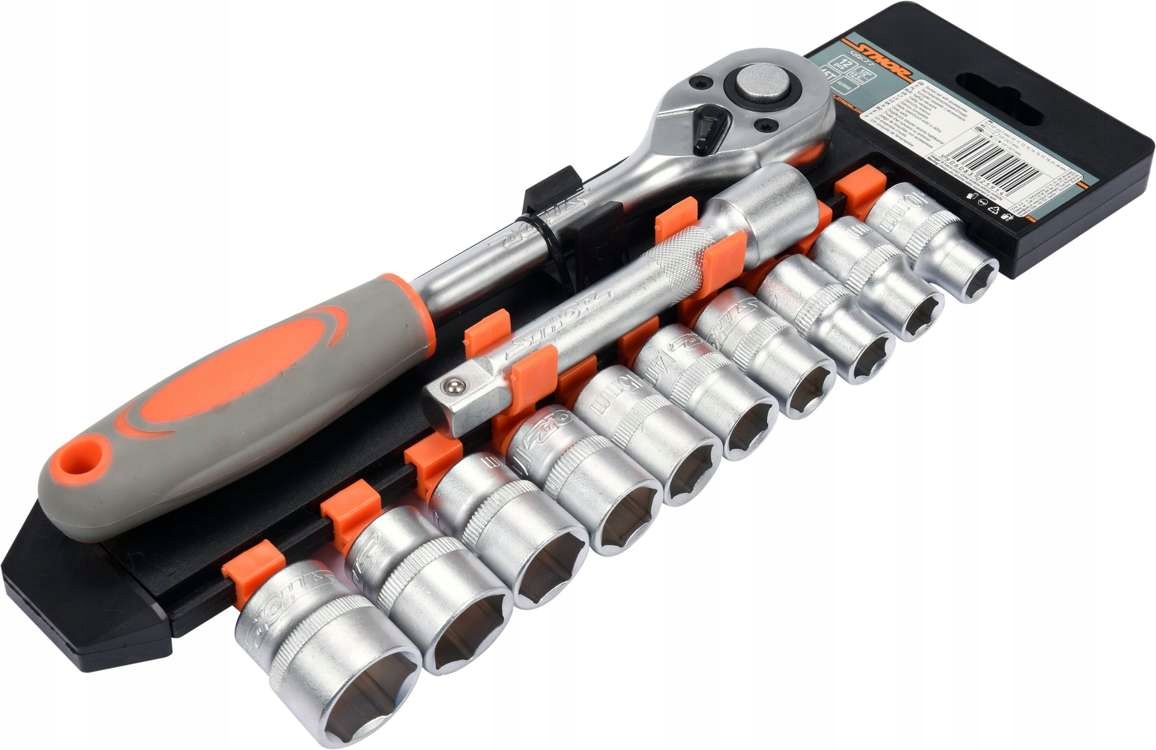 STHOR ZESTAW GRZECHOTKA 1/2 45T PRZEDŁUŻKA NASADKI 10 SZTUK CLIP 58633
