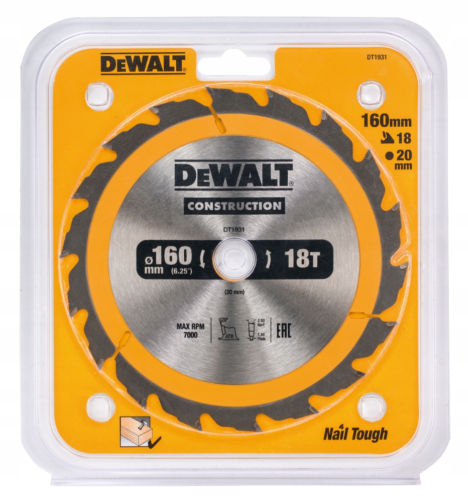DEWALT DT1931 TARCZA PILARSKA DO DREWNA 160mm 18T