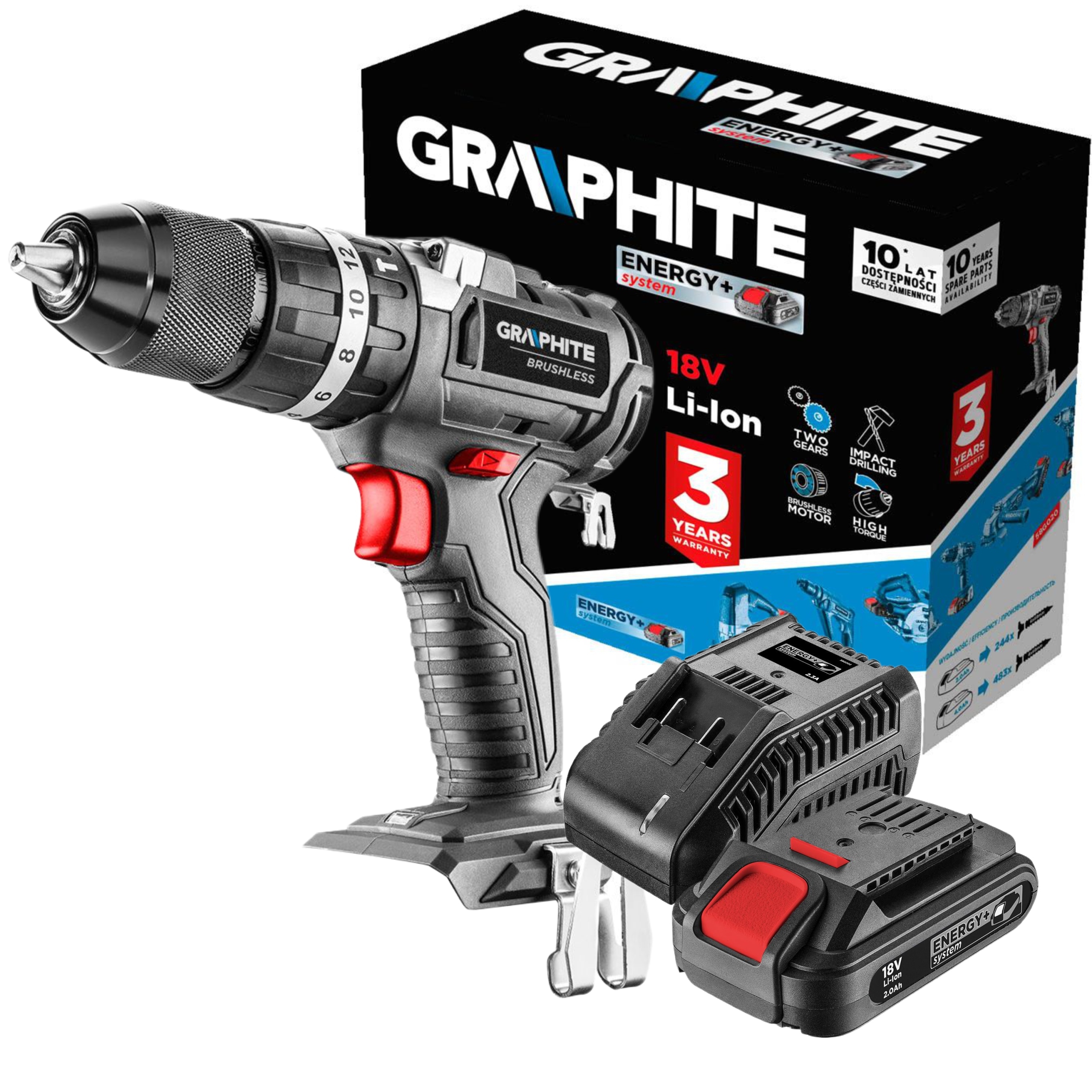 GRAPHITE WIERTARKO WKRĘTARKA 18V BEZSZCZOTKOWA 2AH
