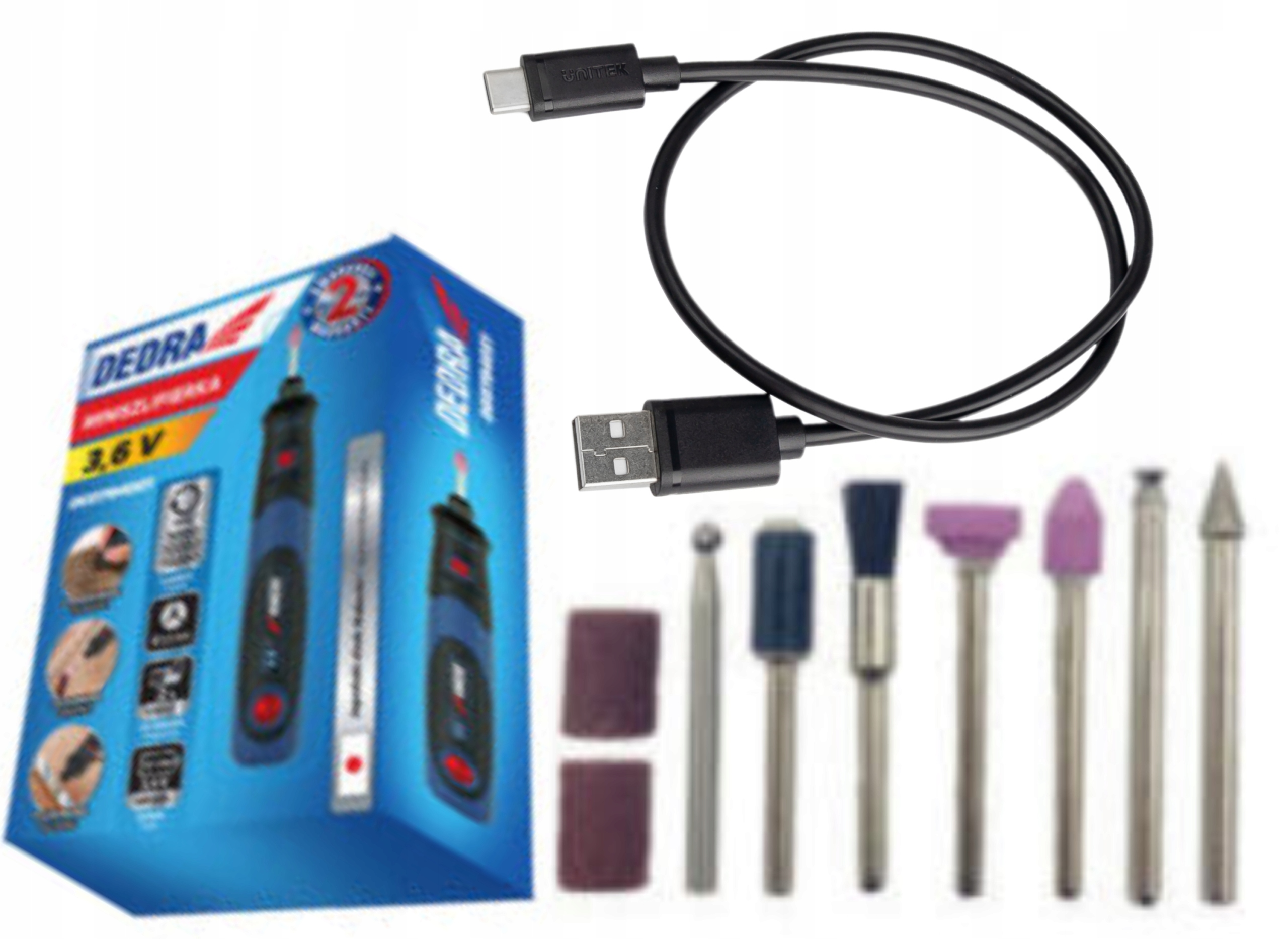 DEDRA MINISZLIFIERKA BEZPRZEWODOWA AKU 3,6V LED ŁADOWANIE USB DED7940Z1