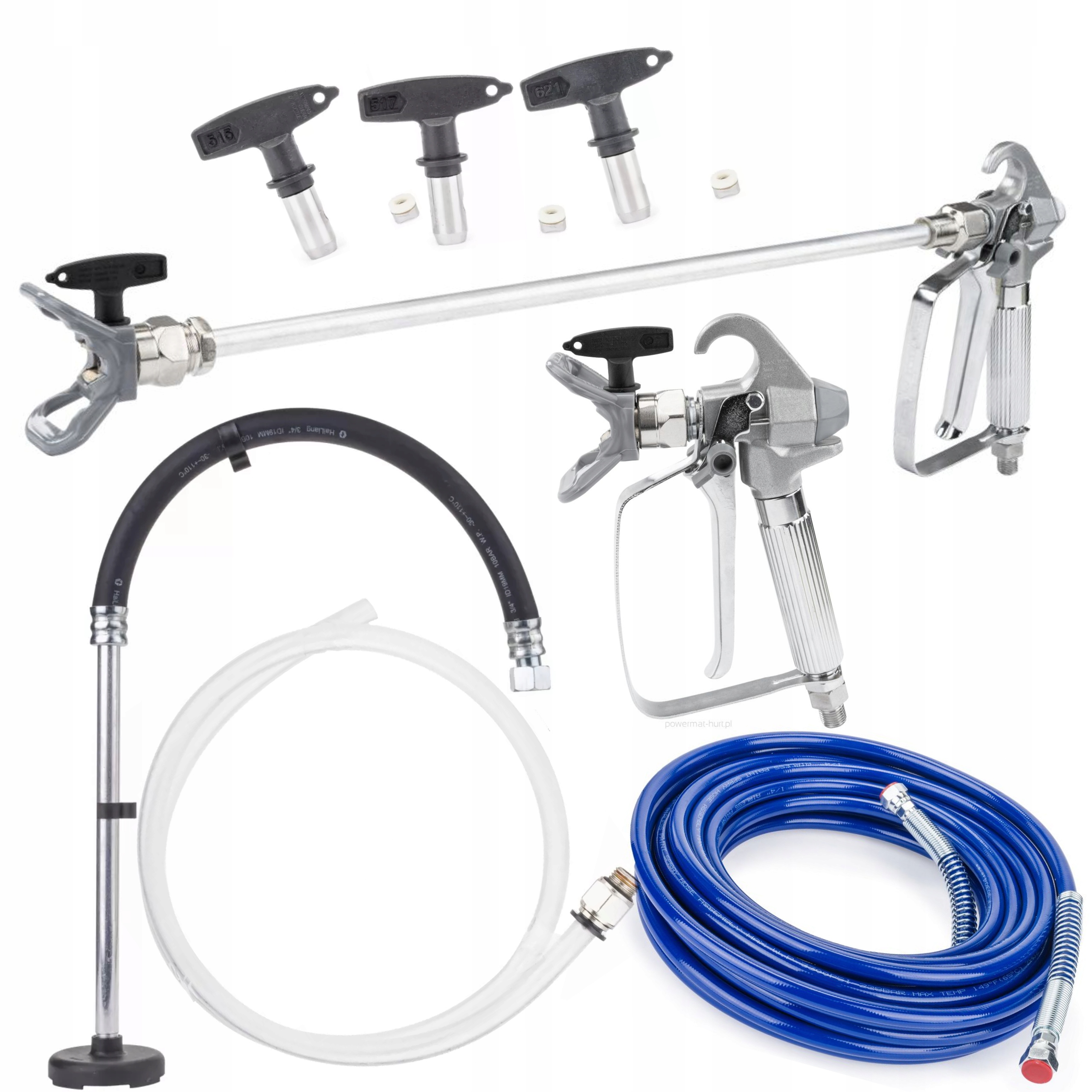 AGREGAT MALARSKI PISTOLET HYDRODYNAMICZNY 1500W WĄŻ 15M 225 BAR 3X DYSZA