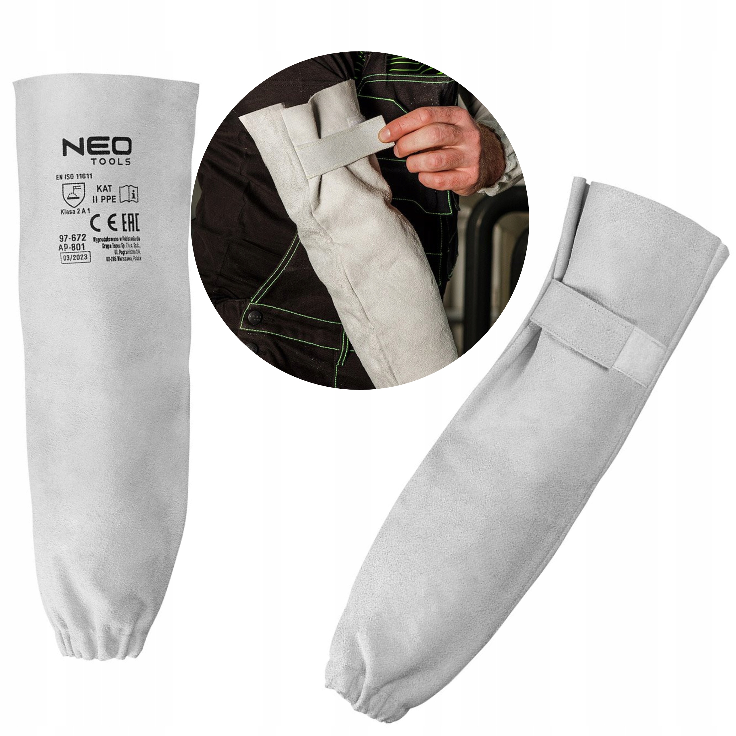 ZARĘKAWKI RĘKAWY SPAWALNICZE SKÓRZANE, NEO 97-672