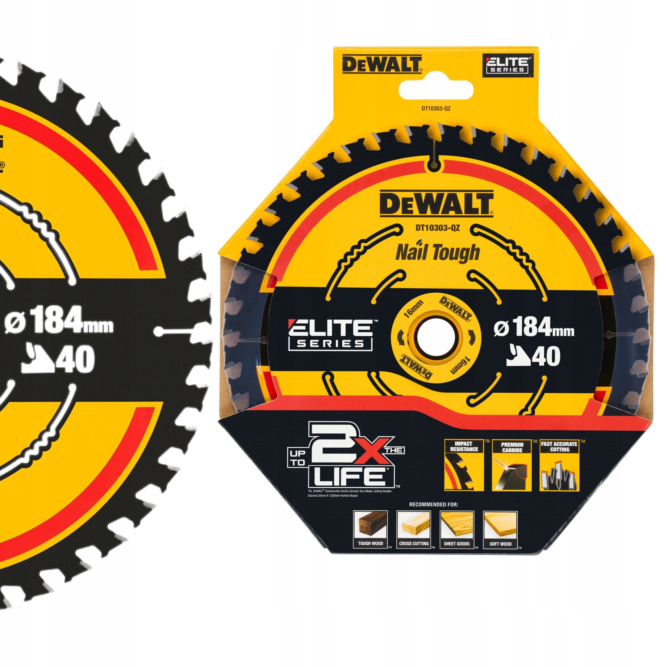 DeWALT TARCZA DO PIŁ PILARKI RĘCZNEJ 184x16mm 184mm 40z DO DREWNA DT10303