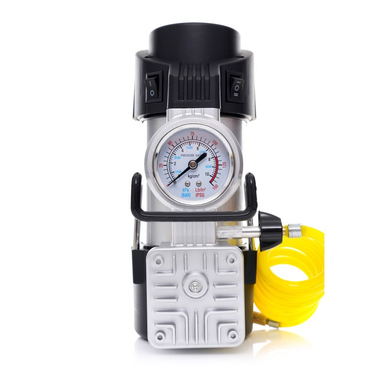 KOMPRESOR SAMOCHODOWY 12V ZAPALNICZKA SPRĘŻARKA MANOMETR ETUI 190W