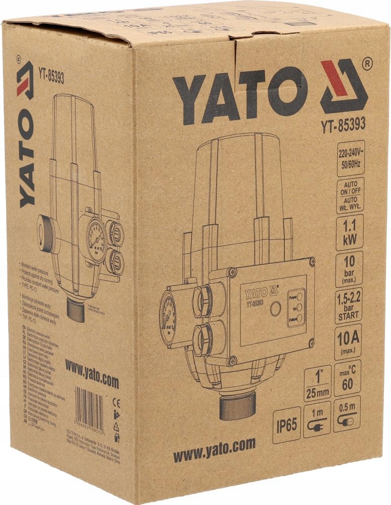 YATO ELEKTRONICZNY WYŁĄCZNIK CIŚNIENIOWY DO POMP PC-13 1100W 10 BAR YT85393