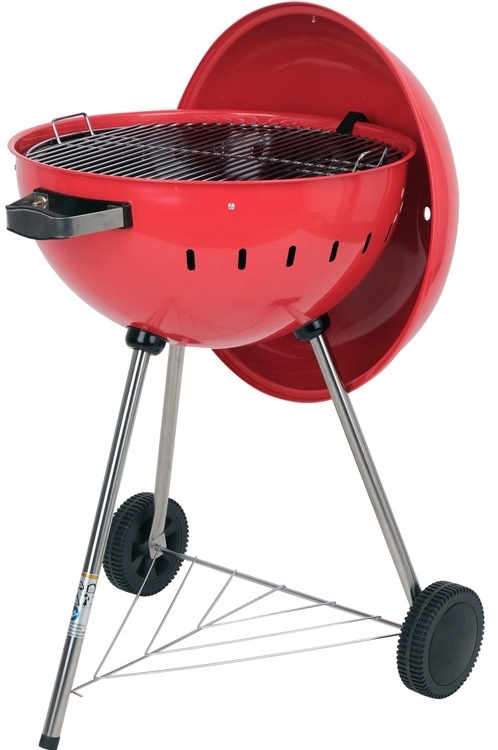 YATO GRILL OGRODOWY WĘGLOWY OKRĄGŁY Z POKRYWĄ RUSZT 54cm STALOWY CZERWONY