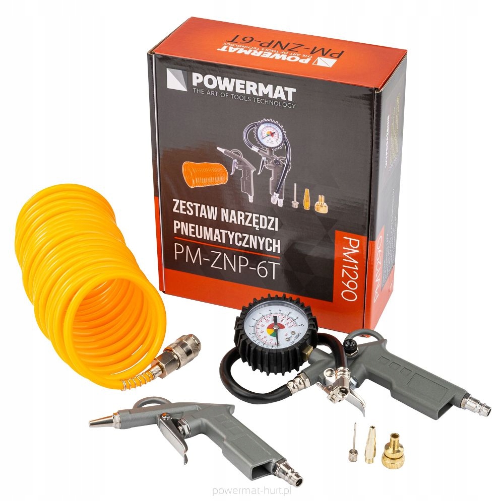 ZESTAW NARZĘDZI PNEUMATYCZNYCH DO KOMPRESORA SPRĘŻARKI WĄŻ AKCESORIA 6 EL.