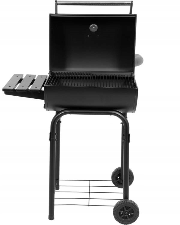 GRILL WĘGLOWY OGRODOWY Z POKRYWĄ RUSZT WĘGLOWY 47x34CM 2 PÓŁKI NA KÓŁKACH