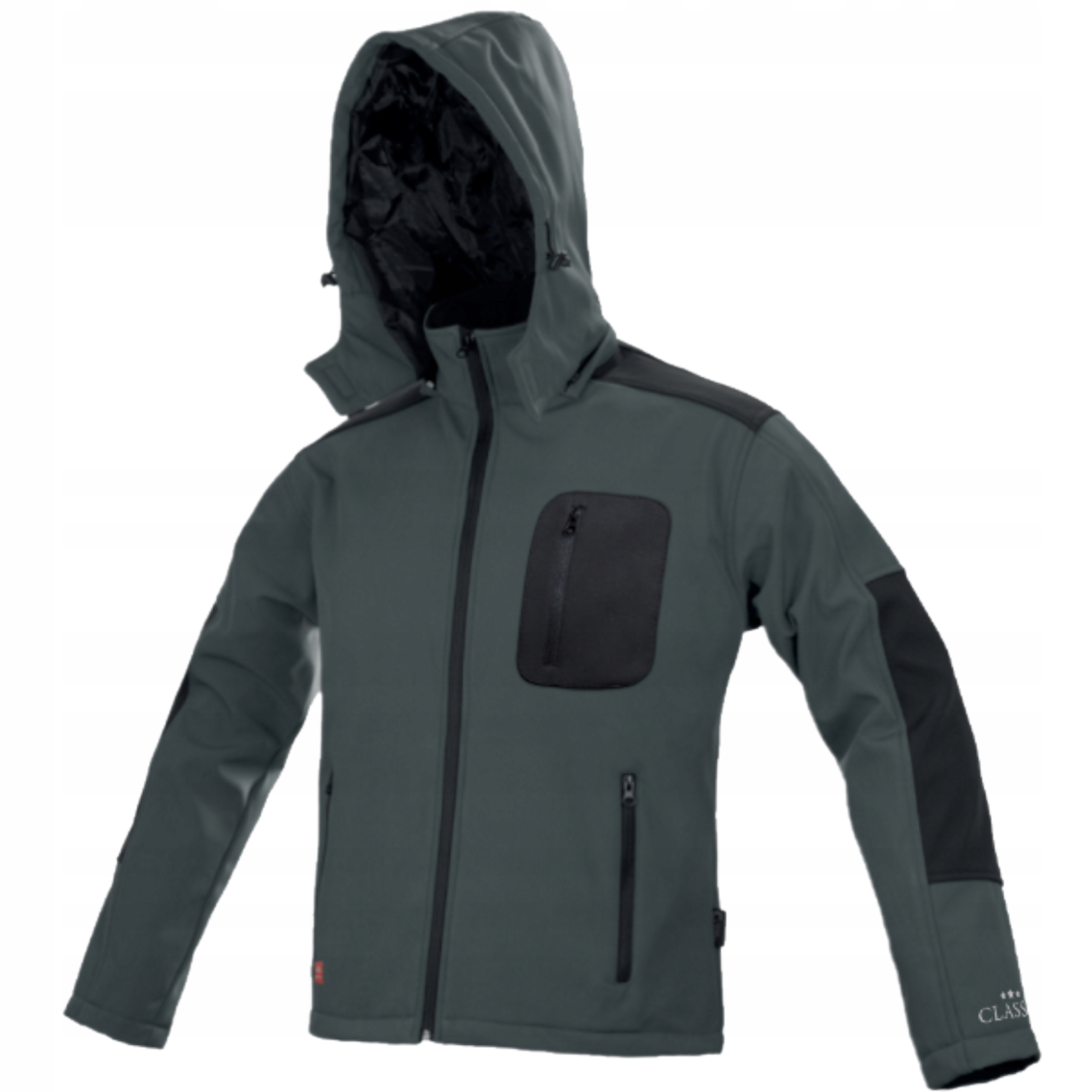 SOFTSHELL KURTKA MĘSKA CIEPŁA ROBOCZA BHP WODOODPORNA KAPTUR SPORTOWA r. XL