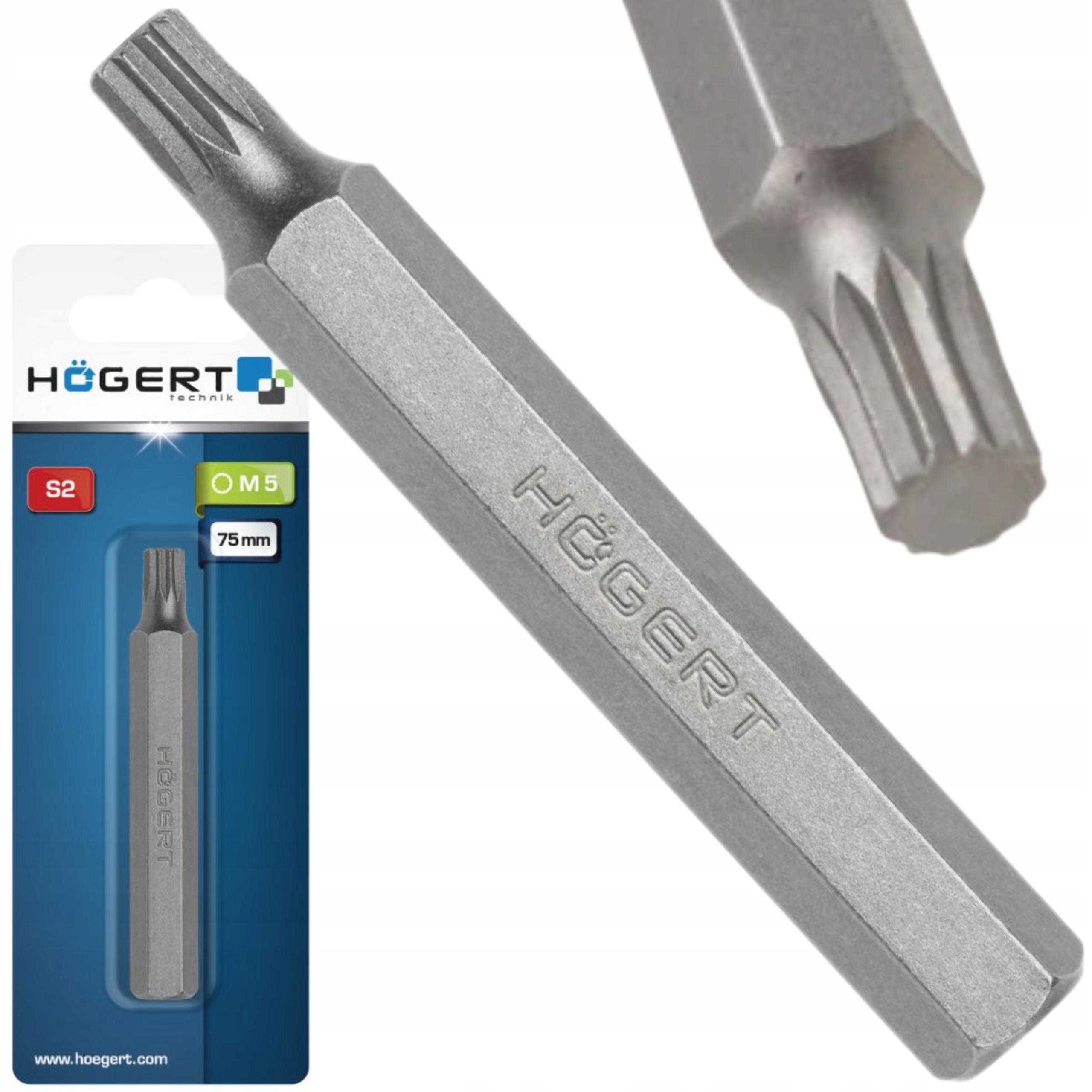 HOGERT KOŃCÓWKA WKRĘTAKOWA SPLINE M5X75MM, STAL S2 HT1S885