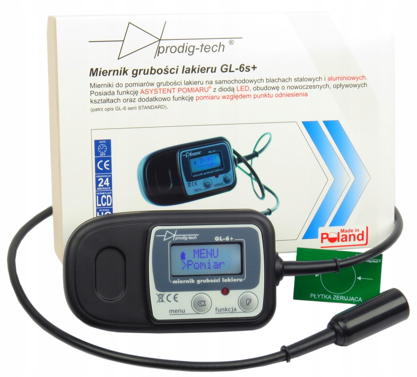 MIERNIK TESTER GRUBOŚCI LAKIERU GL-6S+ CZUJNIK SONDA NA KABLU