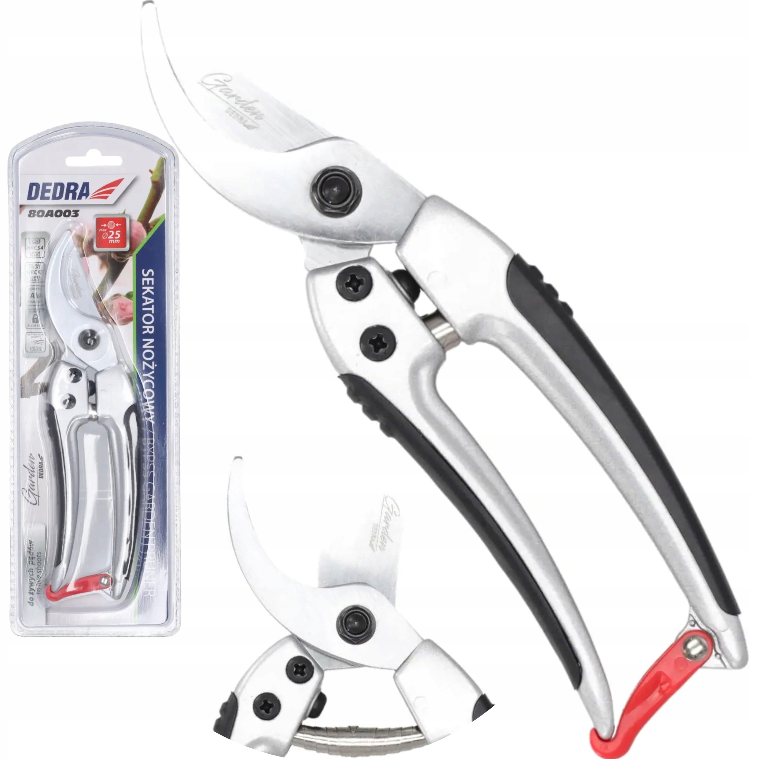 DEDRA SEKATOR NOŻYCOWY ALUMINIOWY ŻYWE PĘDY GRUBOŚĆ CIĘC MAX 25MM 80A003