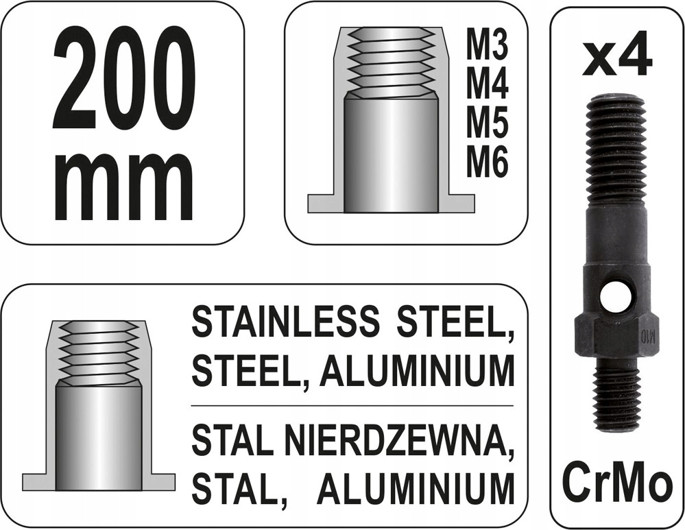 YATO NITOWNICA RĘCZNA DO NITONAKRĘTEK NICIARKA M3 M4 M5 M6 YT-36140 200mm