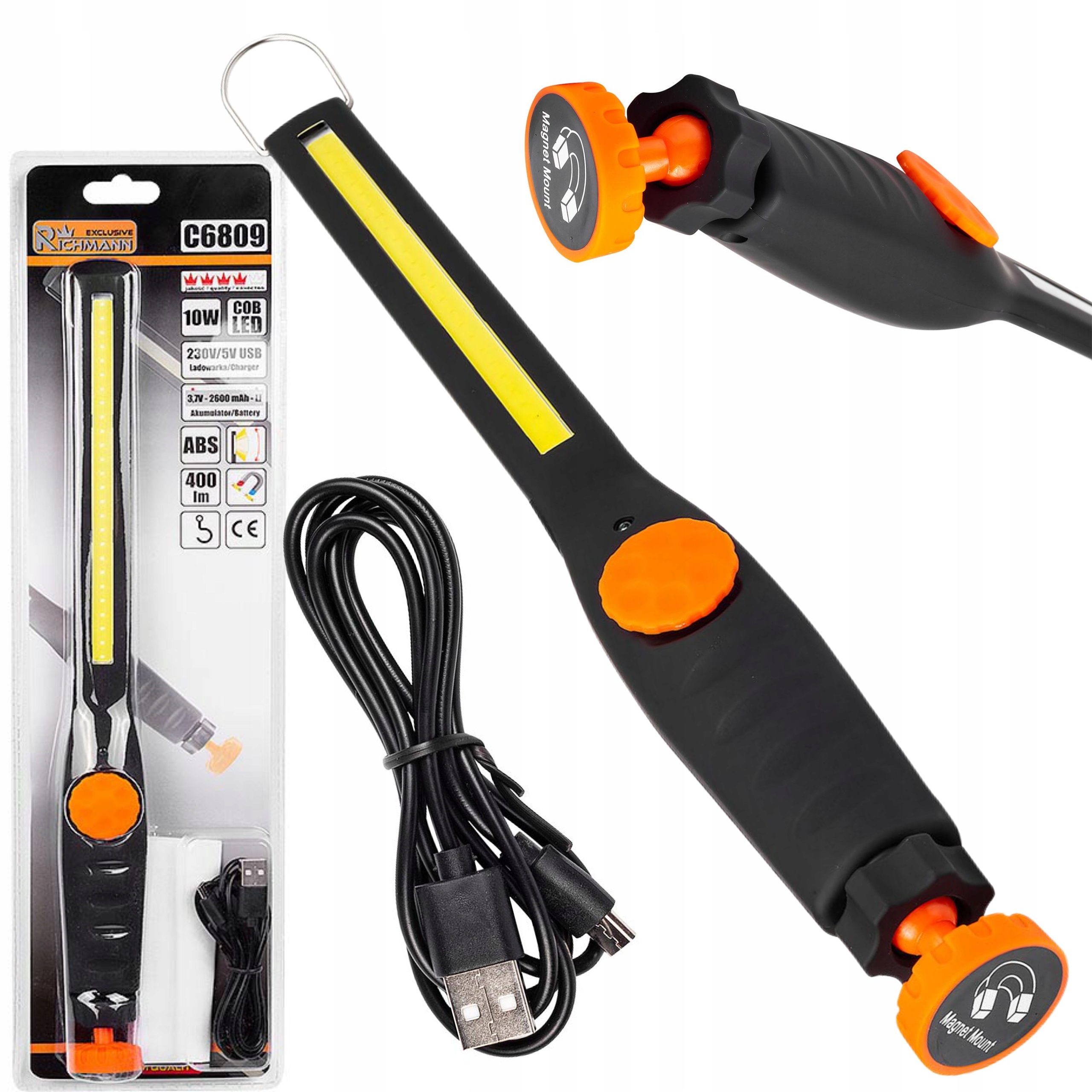RICHMANN LAMPA INSPEKCYJNA AKU. 10W MAGNETYCZNA REGULACJA MOCY USB C6809