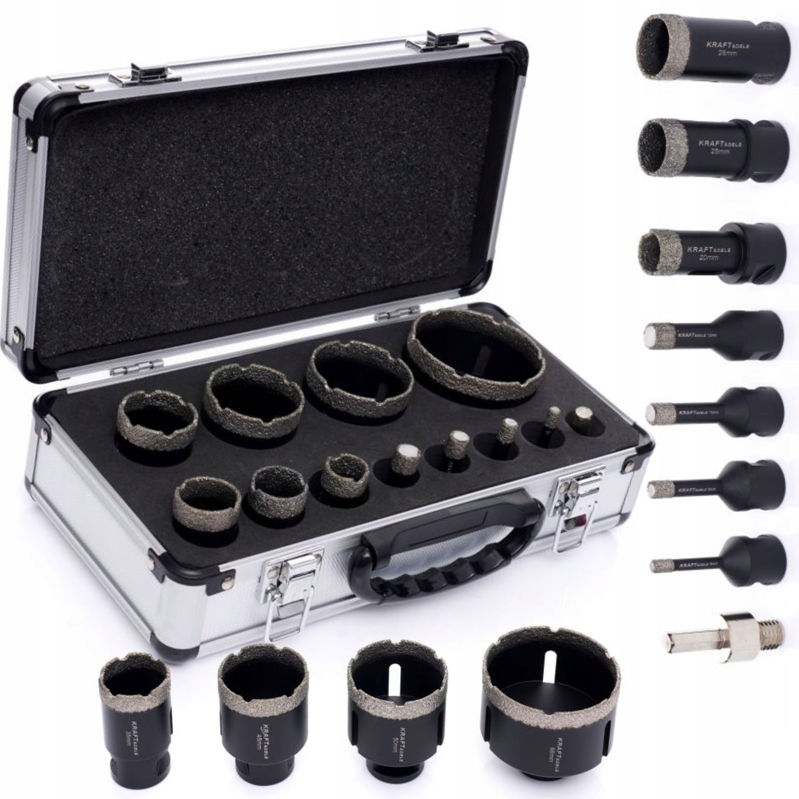 OTWORNICE ZESTAW OTWORNIC DIAMENTOWYCH M14 - 3/8" 6-8-10-35-68mm ADAPTER