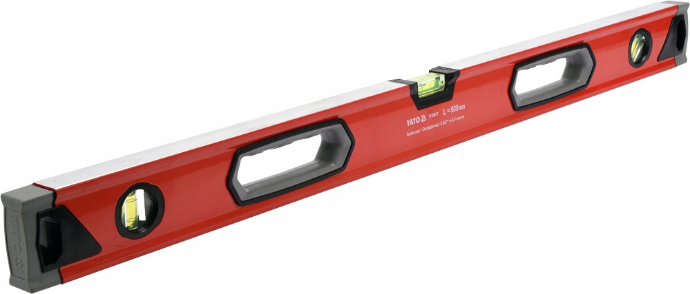 YATO POZIOMNICA ALUMINIOWA 800 MM, 3 LIBELLE, DWA UCHWYTY 0,5 MM/M YT-30072