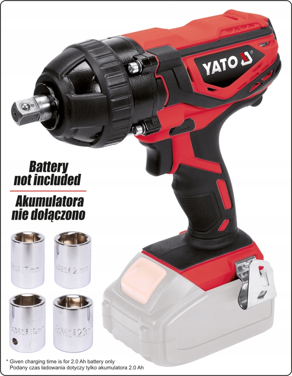 YATO KLUCZ UDAROWY DO KÓŁ 18V AKUMULATOROWY 1/2" 300Nm YT-82805 ZAKRĘTARKA